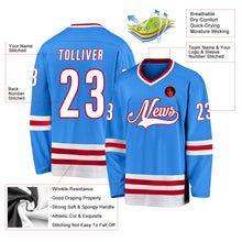 Load image into Gallery viewer, Custom Powder Blue White-Red Hockey Jersey
