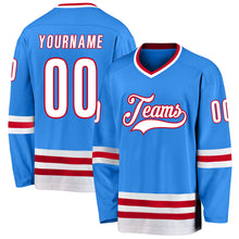 Load image into Gallery viewer, Custom Powder Blue White-Red Hockey Jersey
