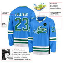 Load image into Gallery viewer, Custom Powder Blue Kelly Green-White Hockey Jersey
