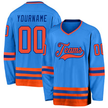 Load image into Gallery viewer, Custom Powder Blue Orange-Royal Hockey Jersey
