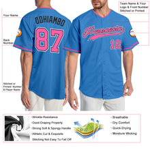 Load image into Gallery viewer, Custom Powder Blue Pink-Black Authentic Baseball Jersey
