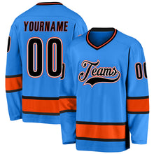 Load image into Gallery viewer, Custom Powder Blue Black-Orange Hockey Jersey
