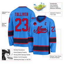 Load image into Gallery viewer, Custom Powder Blue Red-Navy Hockey Jersey
