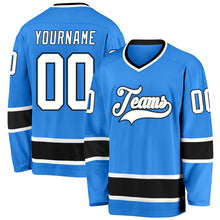 Load image into Gallery viewer, Custom Powder Blue White-Black Hockey Jersey
