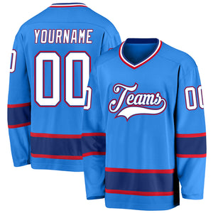 Custom Powder Blue White-Royal Hockey Jersey