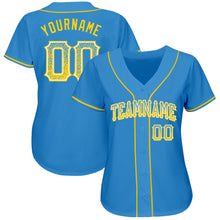 Load image into Gallery viewer, Custom Powder Blue Gold-White Authentic Drift Fashion Baseball Jersey
