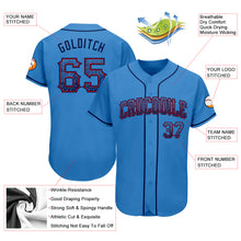 Load image into Gallery viewer, Custom Powder Blue Navy-Red Authentic Drift Fashion Baseball Jersey
