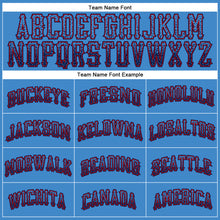 Load image into Gallery viewer, Custom Powder Blue Navy-Red Authentic Drift Fashion Baseball Jersey
