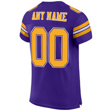 Load image into Gallery viewer, Custom Purple Gold-White Mesh Authentic Football Jersey - Fcustom
