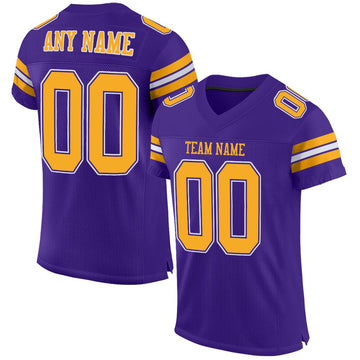 Custom Purple Gold-White Mesh Authentic Football Jersey - Fcustom