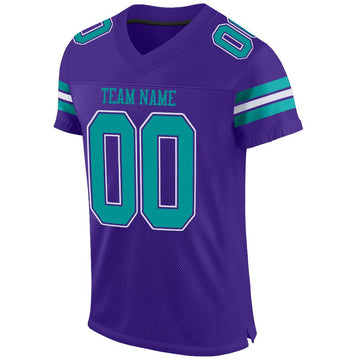 Custom Purple Aqua-White Mesh Authentic Football Jersey - Fcustom