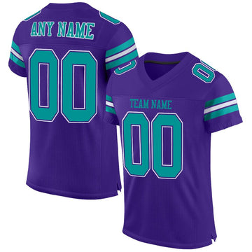 Custom Purple Aqua-White Mesh Authentic Football Jersey - Fcustom