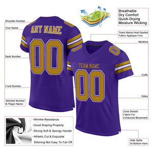 Custom Purple Old Gold-White Mesh Authentic Football Jersey - Fcustom