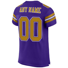 Load image into Gallery viewer, Custom Purple Old Gold-White Mesh Authentic Football Jersey - Fcustom
