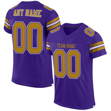 Load image into Gallery viewer, Custom Purple Old Gold-White Mesh Authentic Football Jersey - Fcustom
