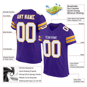 Custom Purple White-Gold Mesh Authentic Football Jersey - Fcustom