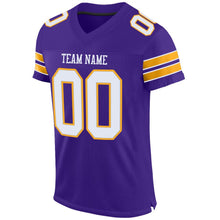 Load image into Gallery viewer, Custom Purple White-Gold Mesh Authentic Football Jersey - Fcustom
