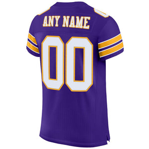 Custom Purple White-Gold Mesh Authentic Football Jersey - Fcustom