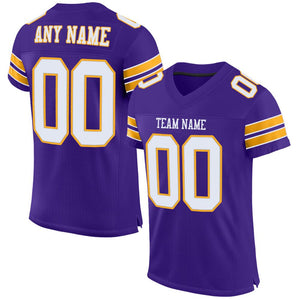 Custom Purple White-Gold Mesh Authentic Football Jersey - Fcustom