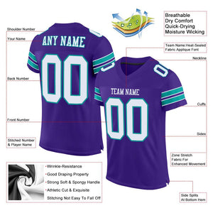 Custom Purple White-Aqua Mesh Authentic Football Jersey - Fcustom