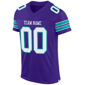 Custom Purple White-Aqua Mesh Authentic Football Jersey - Fcustom