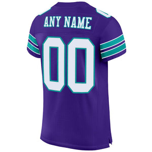 Custom Purple White-Aqua Mesh Authentic Football Jersey - Fcustom