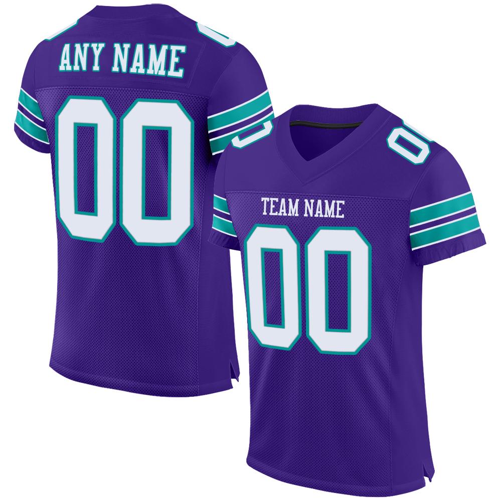 Custom Purple White-Aqua Mesh Authentic Football Jersey - Fcustom