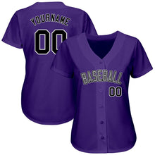 Load image into Gallery viewer, Custom Purple Black-Gray Authentic Baseball Jersey
