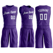 Load image into Gallery viewer, Custom Purple White Round Neck Suit Basketball Jersey - Fcustom
