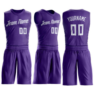 Custom Purple White Round Neck Suit Basketball Jersey - Fcustom