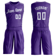 Load image into Gallery viewer, Custom Purple White Round Neck Suit Basketball Jersey - Fcustom
