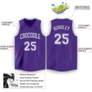 Custom Purple White V-Neck Basketball Jersey - Fcustom