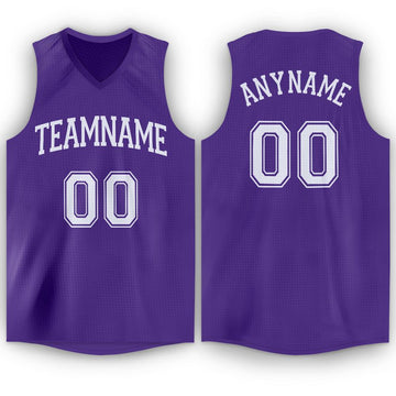 Custom Purple White V-Neck Basketball Jersey - Fcustom