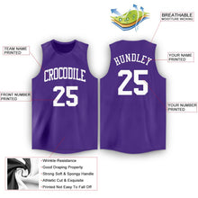 Load image into Gallery viewer, Custom Purple White Round Neck Basketball Jersey - Fcustom

