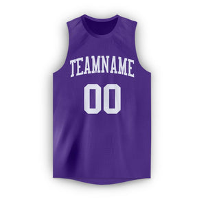 Custom Purple White Round Neck Basketball Jersey - Fcustom