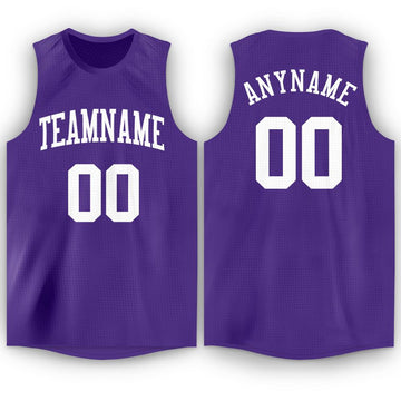 Custom Purple White Round Neck Basketball Jersey - Fcustom