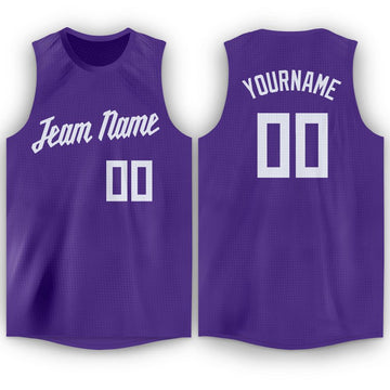 Custom Purple White Round Neck Basketball Jersey - Fcustom