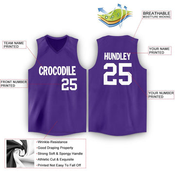 Custom Purple White V-Neck Basketball Jersey - Fcustom