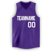 Load image into Gallery viewer, Custom Purple White V-Neck Basketball Jersey - Fcustom
