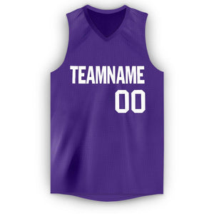 Custom Purple White V-Neck Basketball Jersey - Fcustom