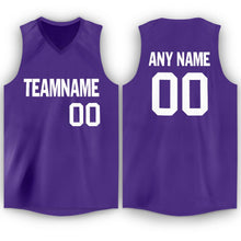 Load image into Gallery viewer, Custom Purple White V-Neck Basketball Jersey - Fcustom
