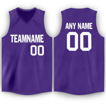 Custom Purple White V-Neck Basketball Jersey - Fcustom