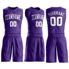 Load image into Gallery viewer, Custom Purple White Round Neck Suit Basketball Jersey - Fcustom
