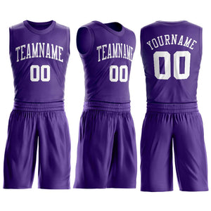 Custom Purple White Round Neck Suit Basketball Jersey - Fcustom