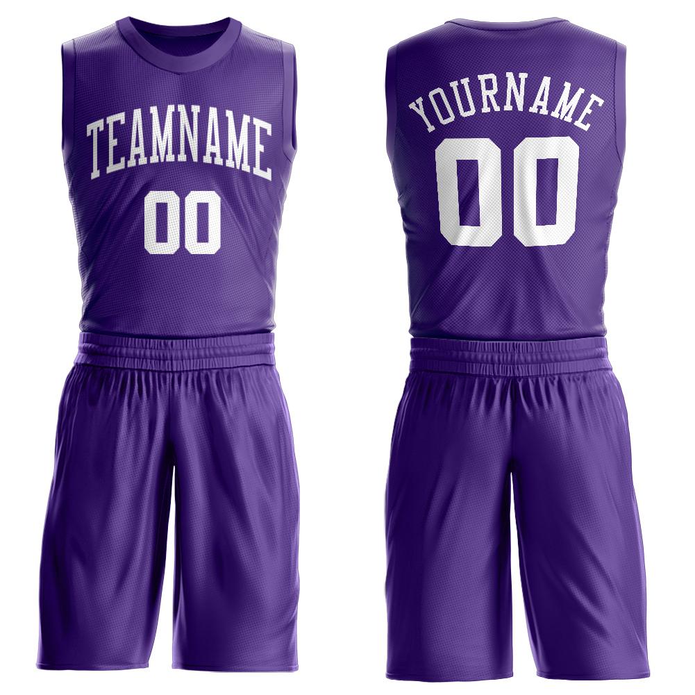 Custom Purple White Round Neck Suit Basketball Jersey - Fcustom