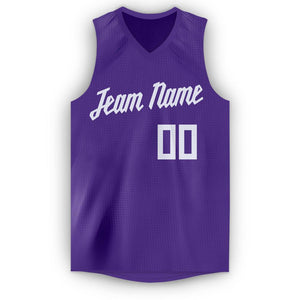 Custom Purple White V-Neck Basketball Jersey - Fcustom