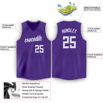 Custom Purple White V-Neck Basketball Jersey - Fcustom