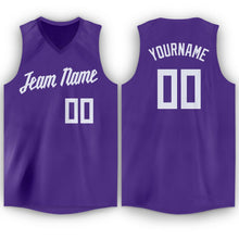 Load image into Gallery viewer, Custom Purple White V-Neck Basketball Jersey - Fcustom
