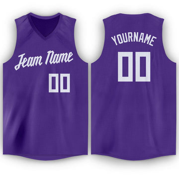 Custom Purple White V-Neck Basketball Jersey - Fcustom
