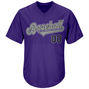 Custom Purple Black-Gray Authentic Throwback Rib-Knit Baseball Jersey Shirt